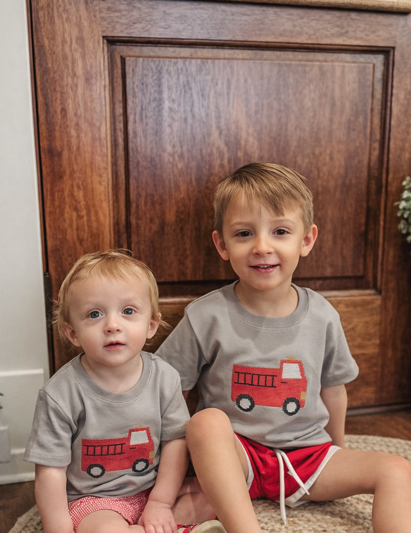 Cross Stitch Firetruck Shirt