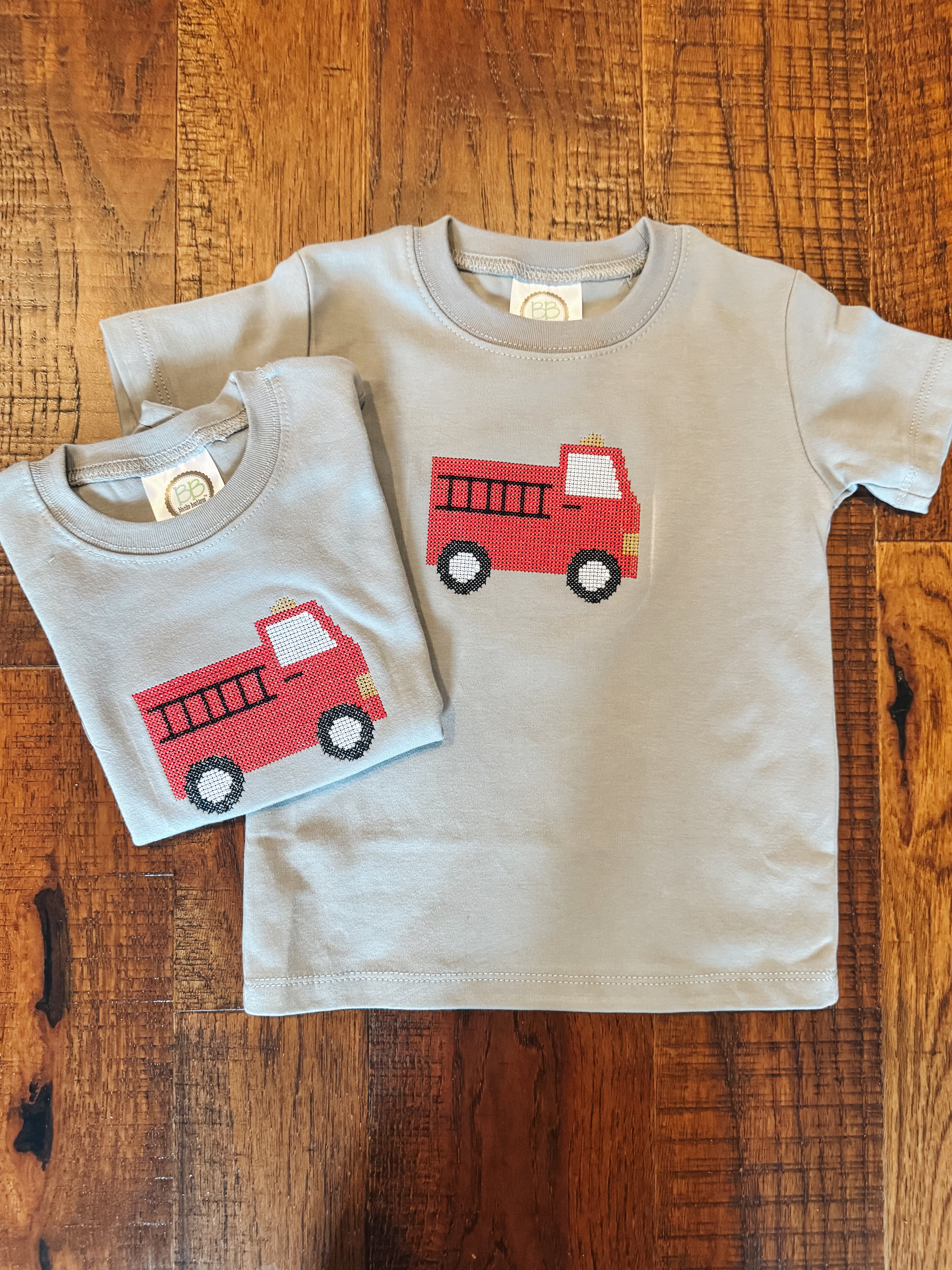 Cross Stitch Firetruck Shirt