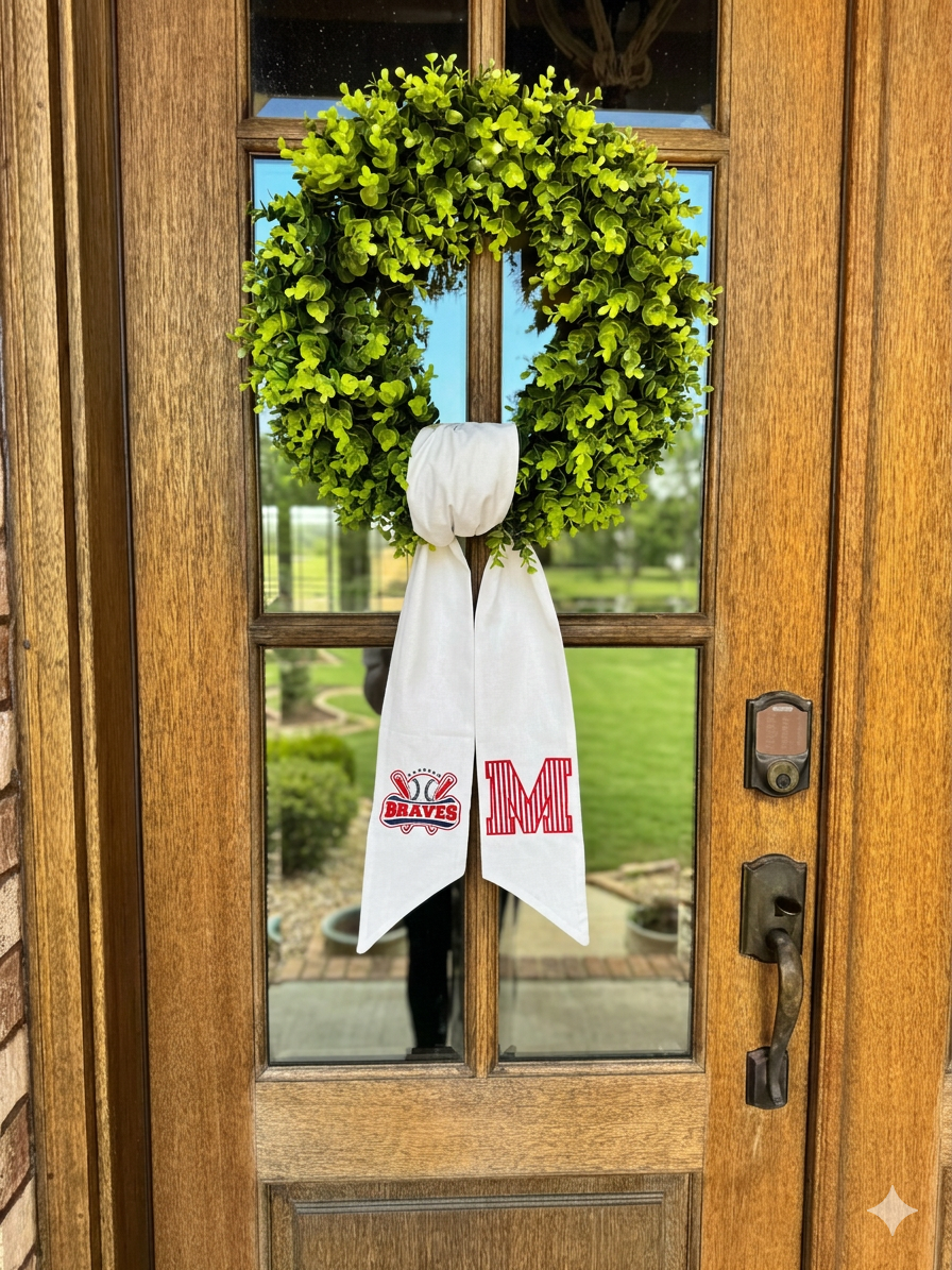 Braves Wreath Sash with Applique Initial
